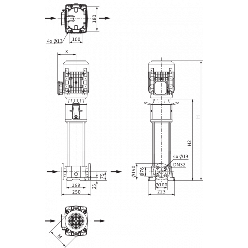 Вертикальный многоступенчатый насос Wilo Helix FIRST V 616-5/25/E/KS/