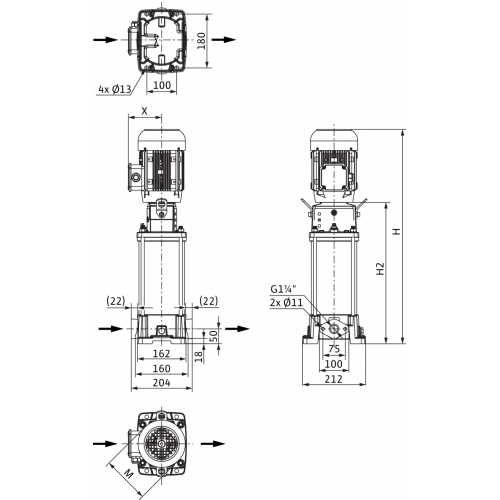 Вертикальный многоступенчатый насос Wilo Helix FIRST V 613-5/16/E/S/