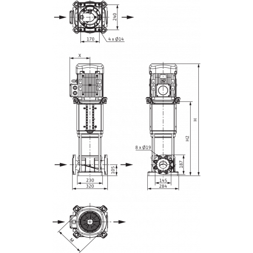 Вертикальный многоступенчатый насос Wilo Helix V 3601/1-1/16/E/KS