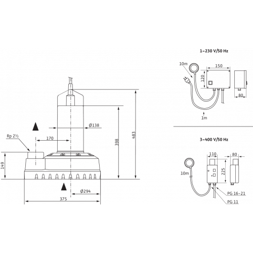 Погружной насос для сточных вод Wilo Drain TS 65 H 117/22 CEE (3~400 В)
