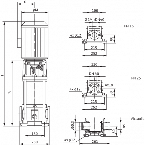 Вертикальный многоступенчатый насос Wilo Multivert MVI 803 (3~400 V, EPDM, PN 25)