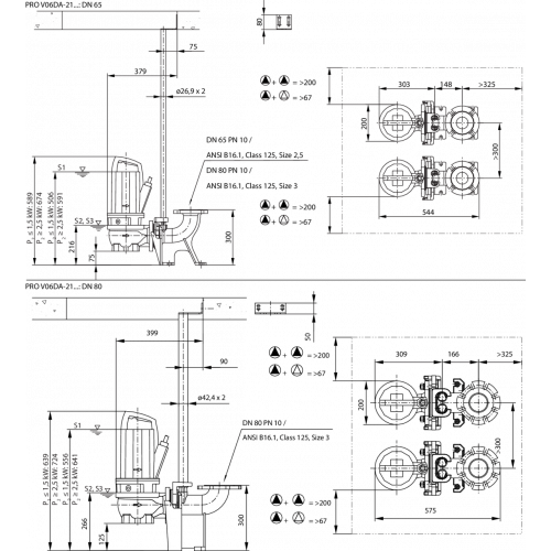 Фекальный насос Wilo Rexa PRO V06DA-216/EAD1X2-T0025-540-O