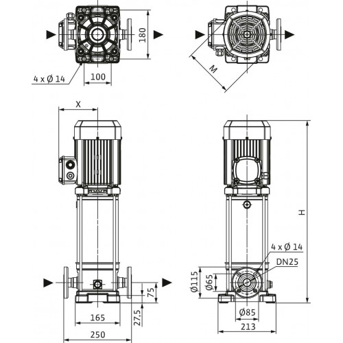 Вертикальный многоступенчатый насос WILO Medana CV1-L.416-1/E/E/16O
