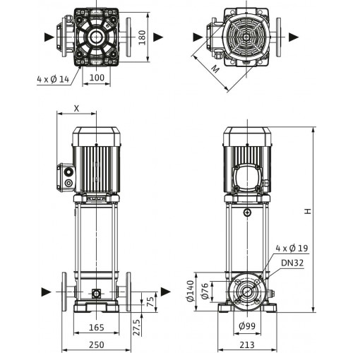 Вертикальный многоступенчатый насос WILO Medana CV1-L.606-1/E/E/16O