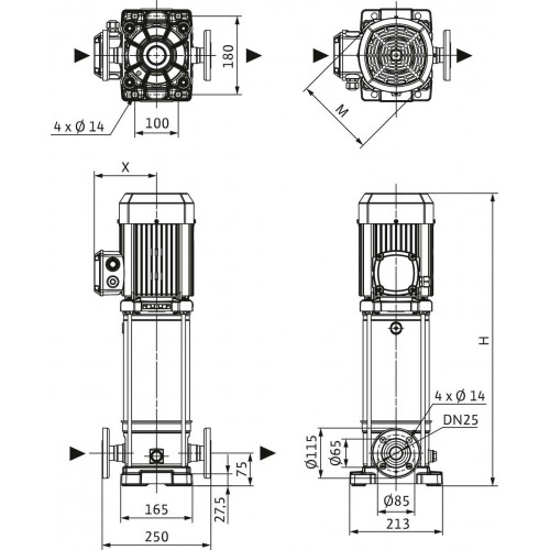 Вертикальный многоступенчатый насос WILO Medana CV1-L.204-1/E/A/10O
