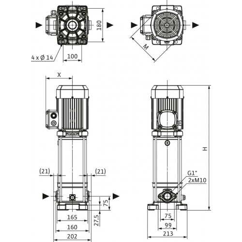 Вертикальный многоступенчатый насос WILO Medana CV1-L.208-1/E/E/16O