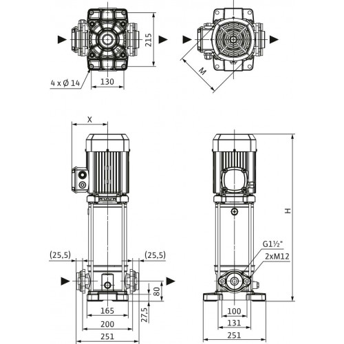 Вертикальный многоступенчатый насос WILO Medana CV1-L.1010-1/E/E/16O