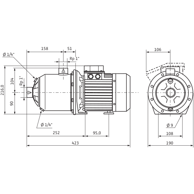 Центробежный насос Wilo Economy MHI 204 (1~230 В, FKM)