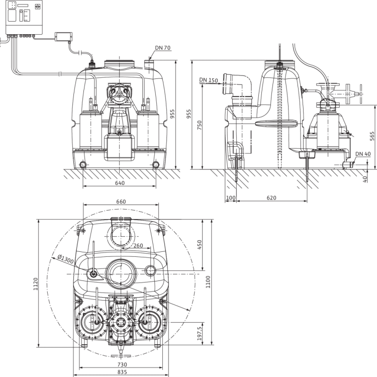 Напорная установка отвода сточной воды Wilo DrainLift XL 2/25