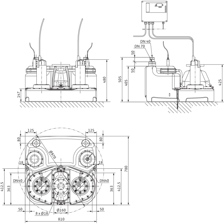 Напорная установка отвода сточной воды Wilo WILO-DRAINLIFT M2/8 (1~) NRV