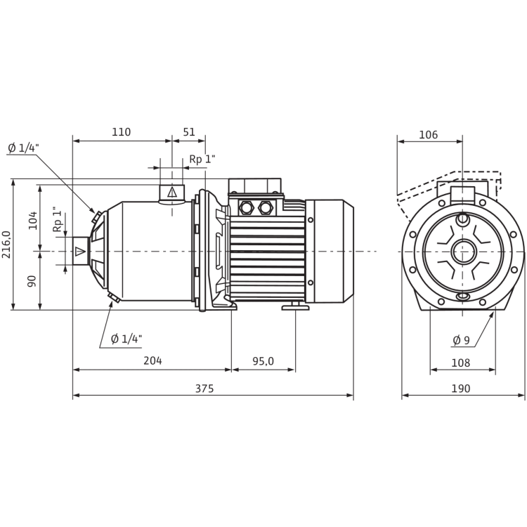 Центробежный насос Wilo Economy MHI 202 (1~230 В, FKM)