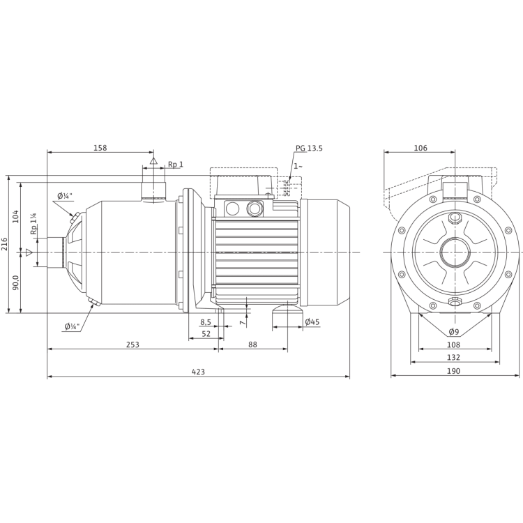 Поверхностный насос Wilo MultiPress MP 604 (1~230 В)