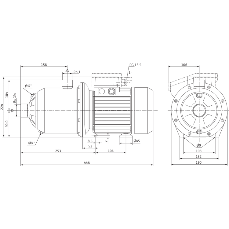 Поверхностный насос Wilo MultiPress MP 605 (1~230 В)