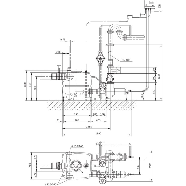 Напорная установка отвода сточной воды Wilo DrainLift XXL 1040-2/8,4