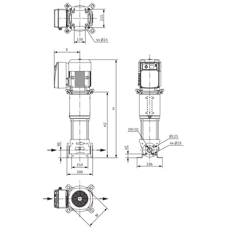Вертикальный многоступенчатый насос Wilo Helix VE 2207-2/25/V/K