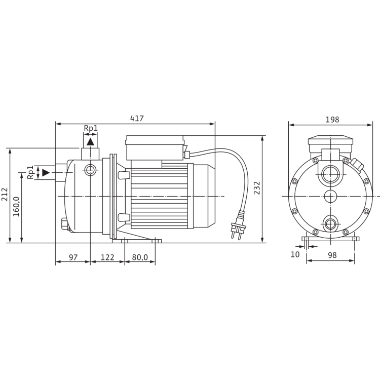 Поверхностный насос Wilo Jet WJ 204 X (1~230 В)