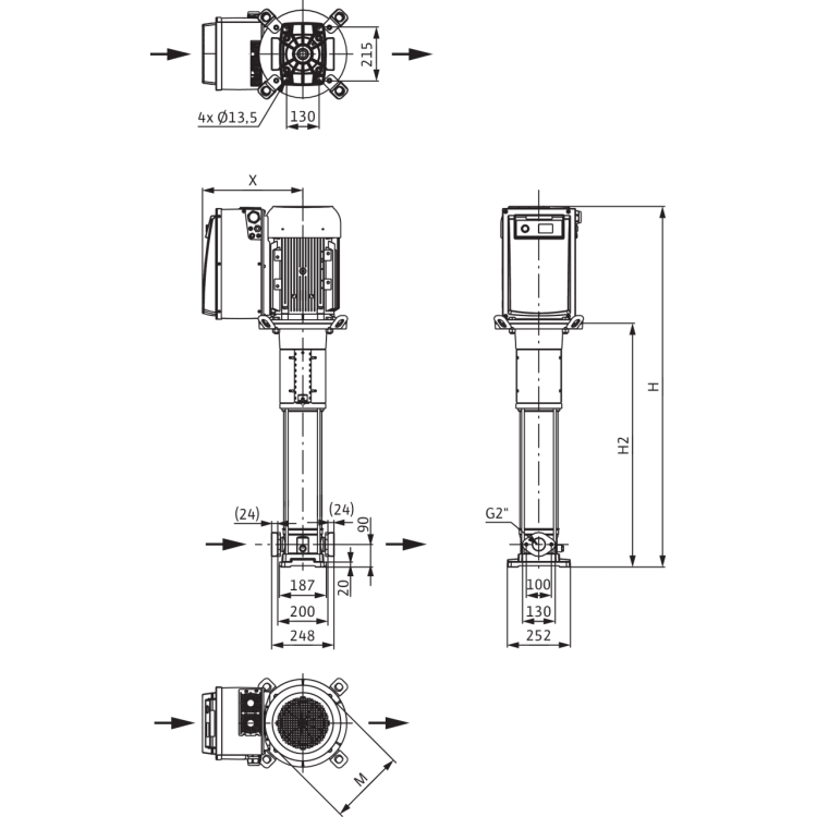 Вертикальный многоступенчатый насос Wilo Helix VE 1603-4.0-1/16/E/S