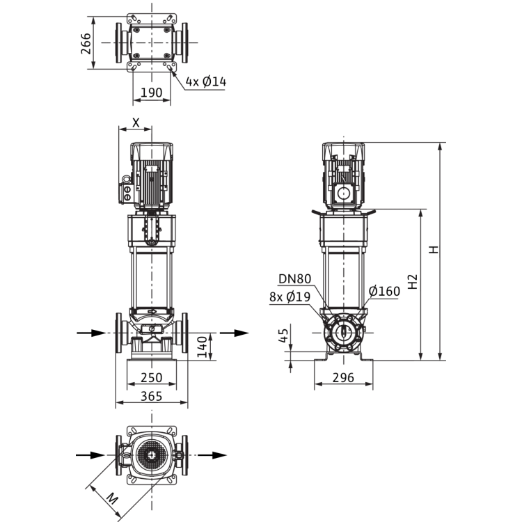 Вертикальный многоступенчатый насос Wilo Helix V 5205/2-2/25/V