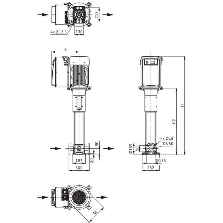 Вертикальный многоступенчатый насос Wilo Helix VE 1603-4.0-1/25/E/K