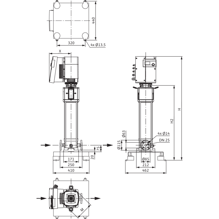 Вертикальный многоступенчатый насос Wilo Helix EXCEL 410-1/25/E/KS