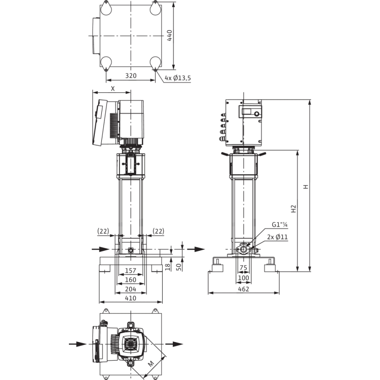 Вертикальный многоступенчатый насос Wilo Helix EXCEL 609-1/16/E/KS