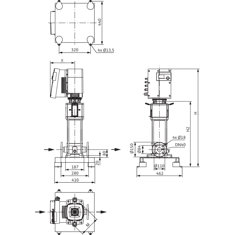 Вертикальный многоступенчатый насос Wilo Helix EXCEL 1009-2/25/V/KS