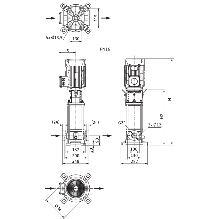 Вертикальный многоступенчатый насос Wilo Helix V 1607-1/16/E