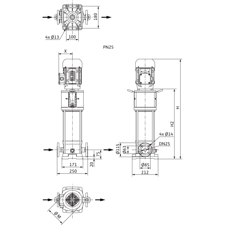 Вертикальный многоступенчатый насос Wilo Helix V 424-2/25/V/KS