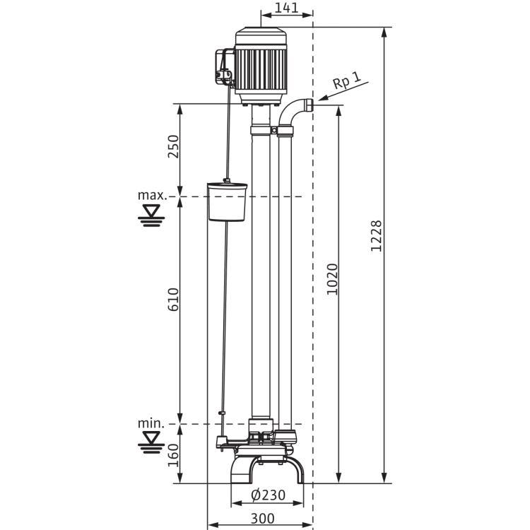 Вертикальный насос для грязной воды Wilo Drain VC 32/10 (3~400 В)