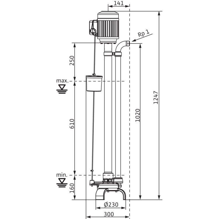 Вертикальный насос для грязной воды Wilo Drain VC 32/10 (1~230 В)