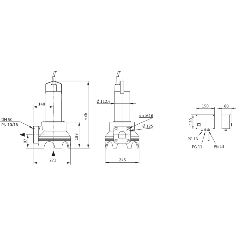 Погружной насос для сточных вод Drain TP 50 F 90/7,5 (1~230 V)