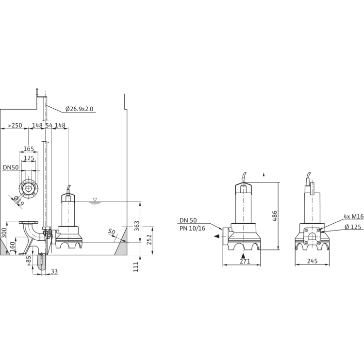 Погружной насос для сточных вод Drain TP 50 F 82/5,5-A (1~230 V)