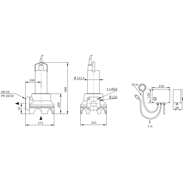 Погружной насос для сточных вод Drain TP 50 F 82/5,5-A (1~230 V)