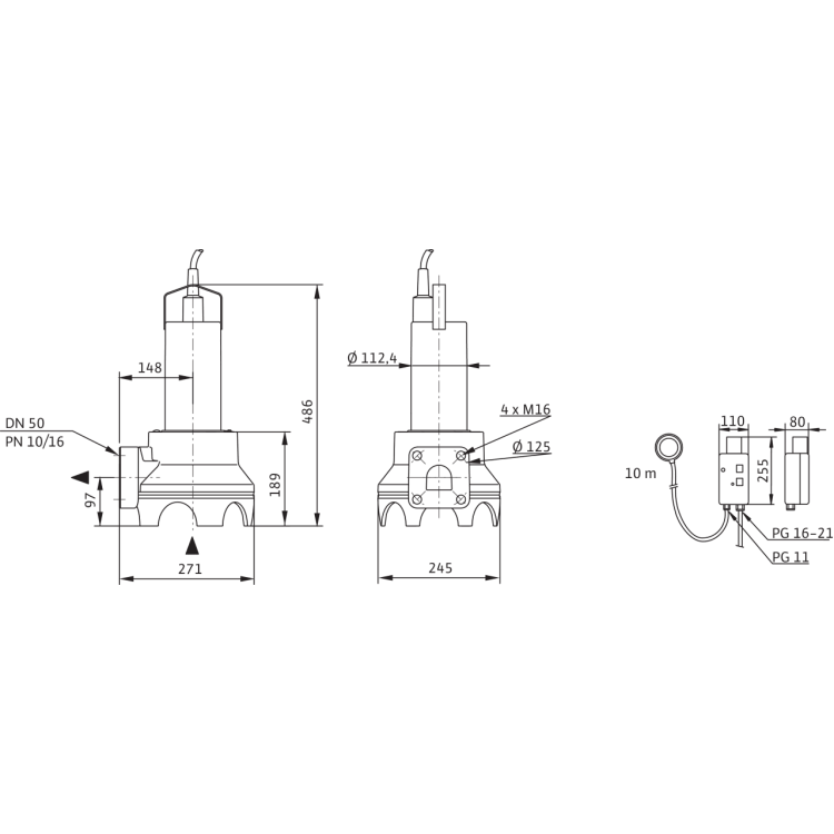 Погружной насос для сточных вод Drain TP 50 F 82/5,5-A (3~400 V)