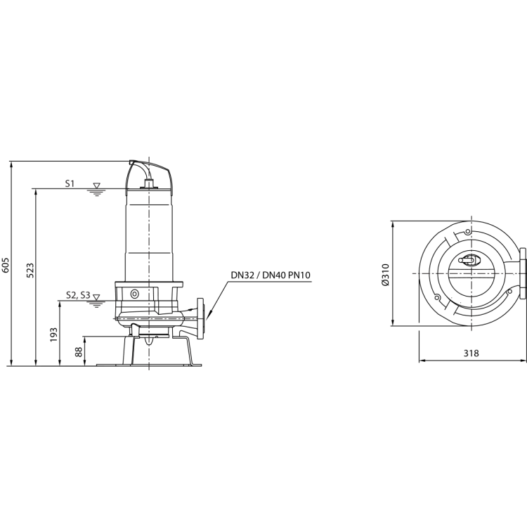 Фекальный насос Wilo REXA CUT GI03.26/S-M15-2-523/P S1