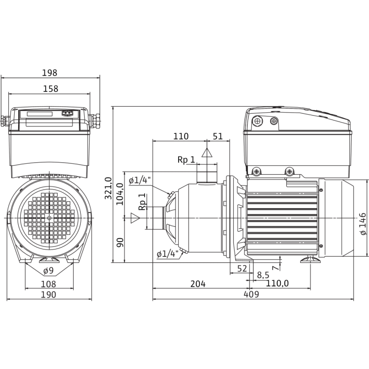 Центробежный насос Wilo Economy MHIE 203N (3~380/400/440 V, EPDM)