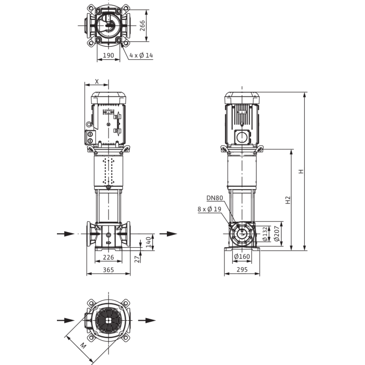 Вертикальный многоступенчатый насос Wilo Helix V 5204/2-4/16/E/KS/