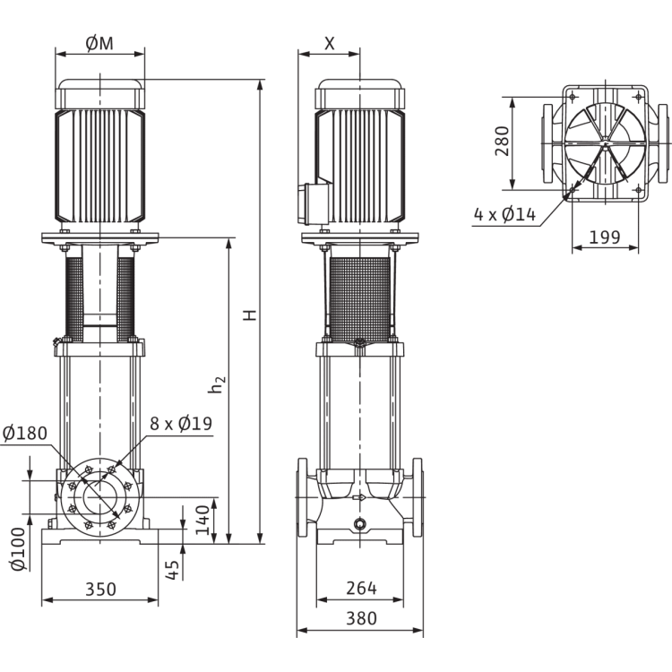 Вертикальный многоступенчатый насос Wilo MVI 7005-3/16/E/3-400-50-2