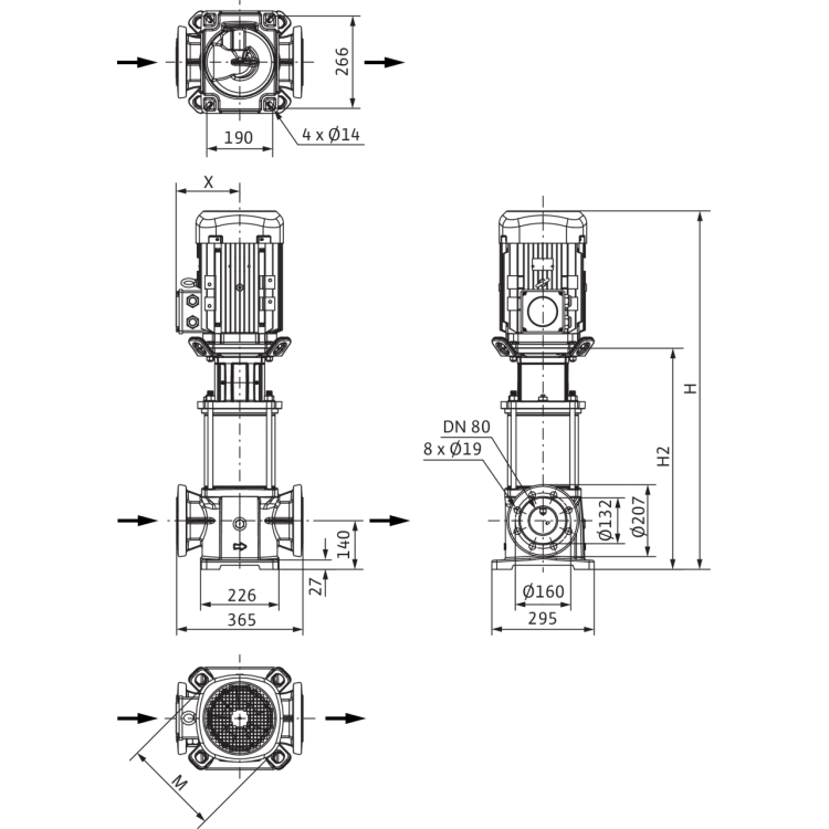 Вертикальный многоступенчатый насос Wilo Helix FIRST V 5203/2-5/16/E/S/