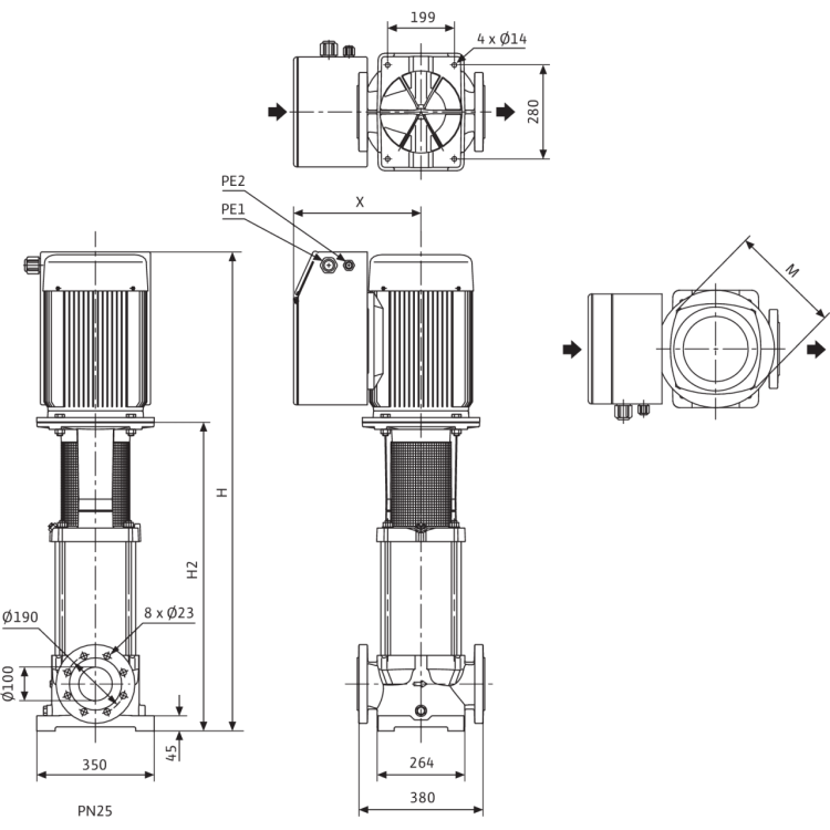 Вертикальный многоступенчатый насос Wilo MVIE 7001-3/25/E/3-2-2G