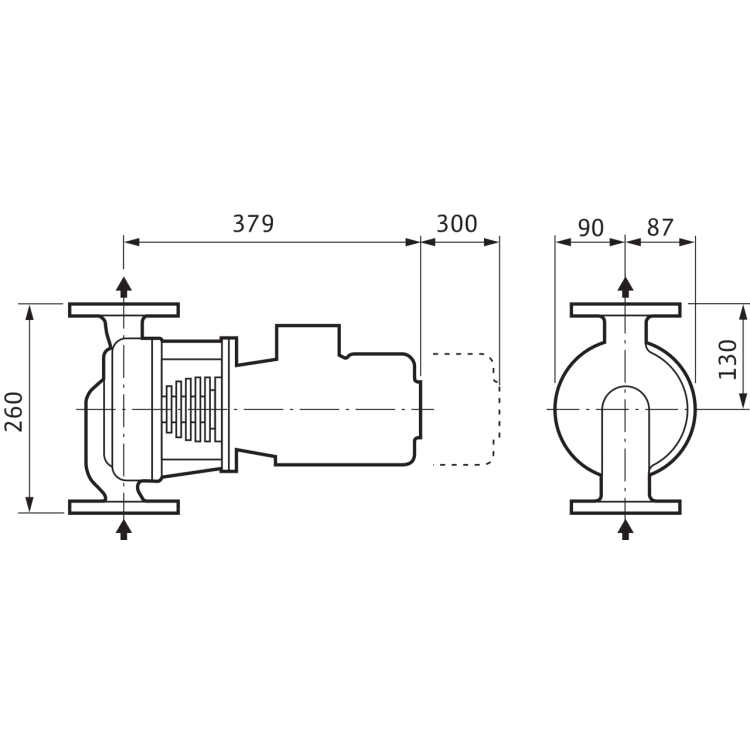 Циркуляционный насос с сухим ротором в исполнении Inline Wilo VeroLine-IPH-O 32/125-0,18/4