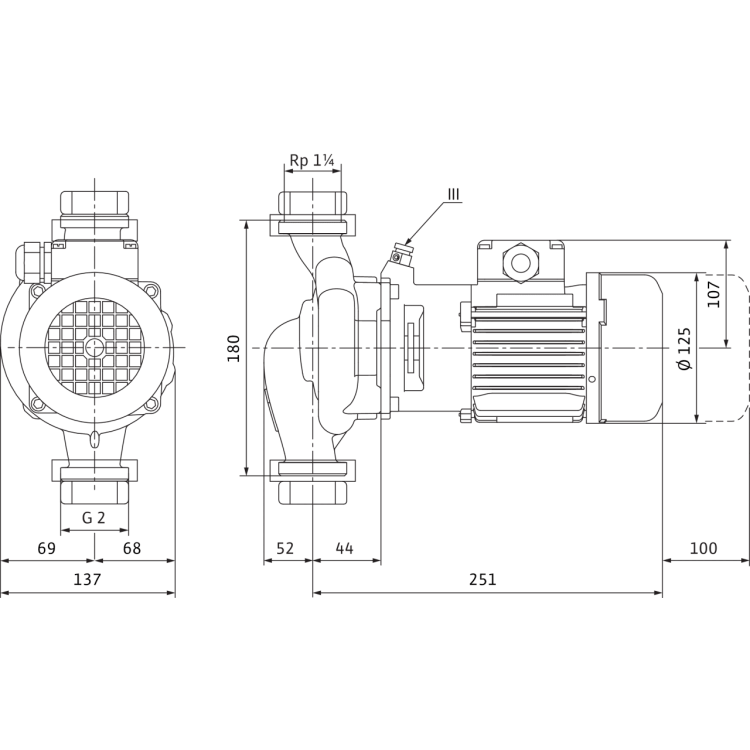 Циркуляционный насос с сухим ротором в исполнении Inline с фланцевым соединением Wilo VeroLine-IPL 30/90-0,25/2