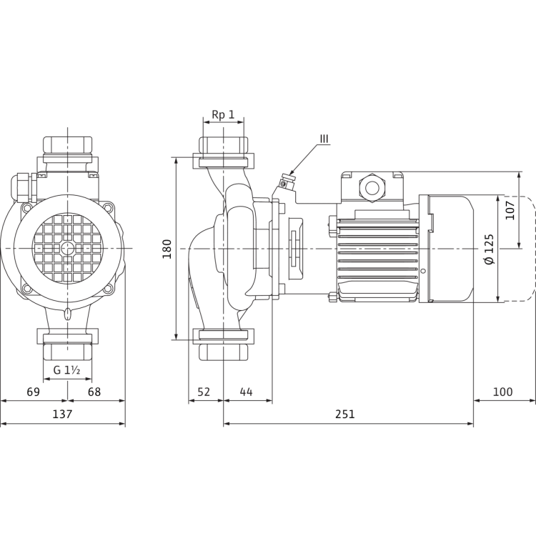 Циркуляционный насос с сухим ротором в исполнении Inline с фланцевым соединением Wilo VeroLine-IPL 25/90-0,25/2