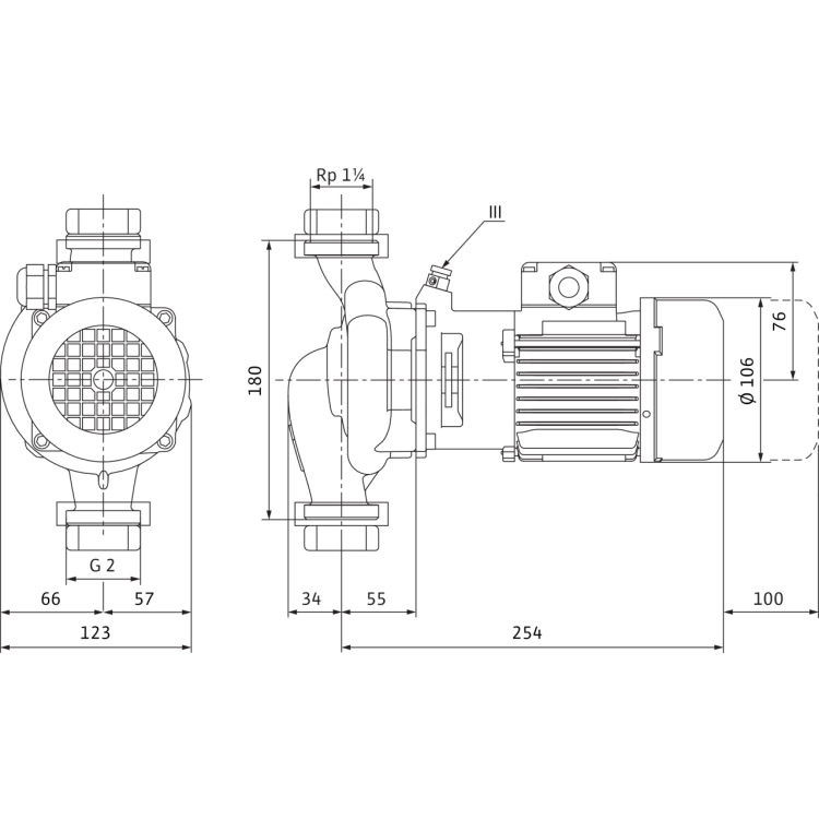 Циркуляционный насос с сухим ротором в исполнении Inline с фланцевым соединением Wilo VeroLine-IPL 30/80-0,12/2