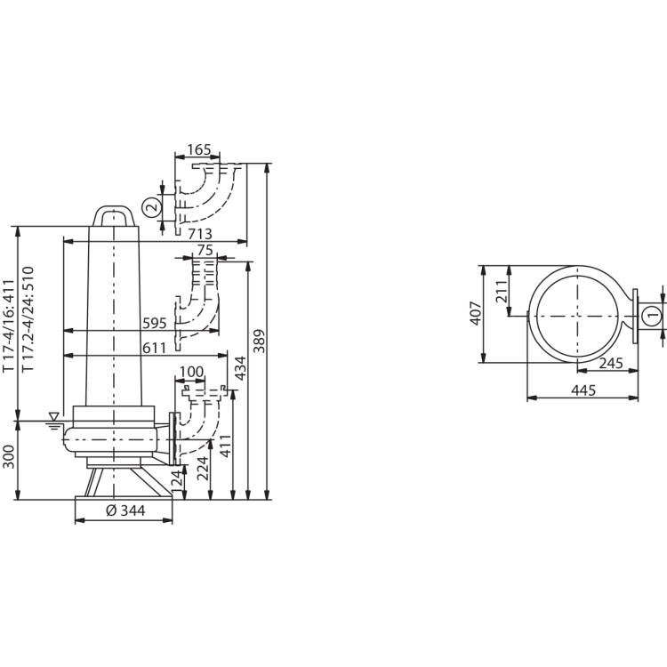 Фекальный насос Wilo EMU FA 08.64-258E + T 17.2-4/24HEx