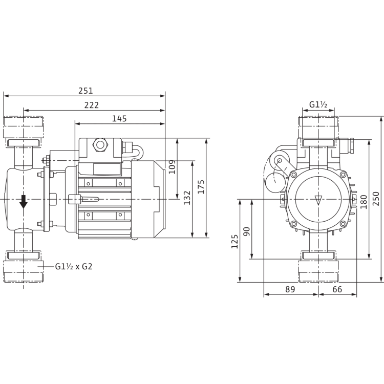 Циркуляционный насос с сухим ротором в исполнении Wilo Inline VeroLine IP-Z 25/2 EM
