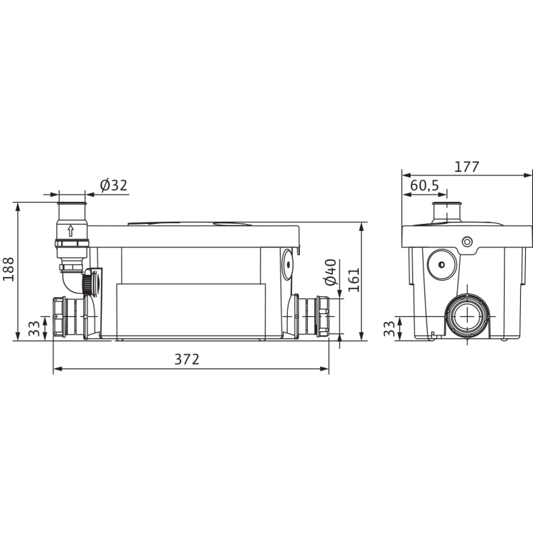 Напорная установка отвода сточной воды Wilo HiDrainlift 3-24