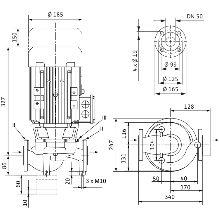 Циркуляционный насос с сухим ротором в исполнении Inline с фланцевым соединением Wilo VeroLine-IPL 50/160-0,55/4