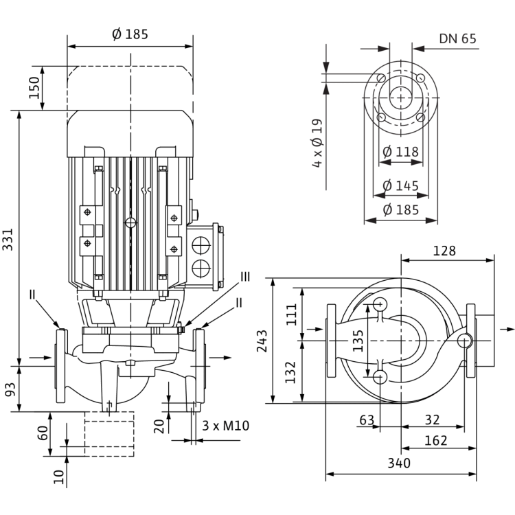 Циркуляционный насос с сухим ротором в исполнении Inline с фланцевым соединением Wilo VeroLine-IPL 65/130-0,55/4