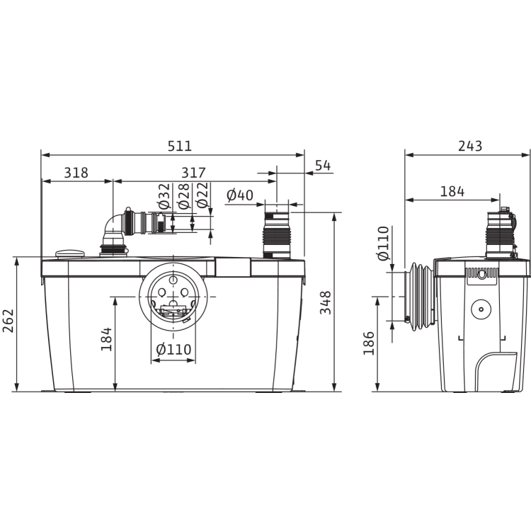 Напорная установка отвода сточной воды Wilo HiSewlift 3-15